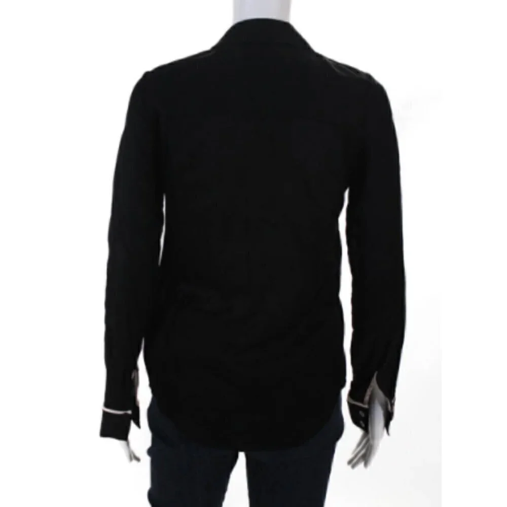 J Brand Button Down Pajama Shirt Black size XS MINT